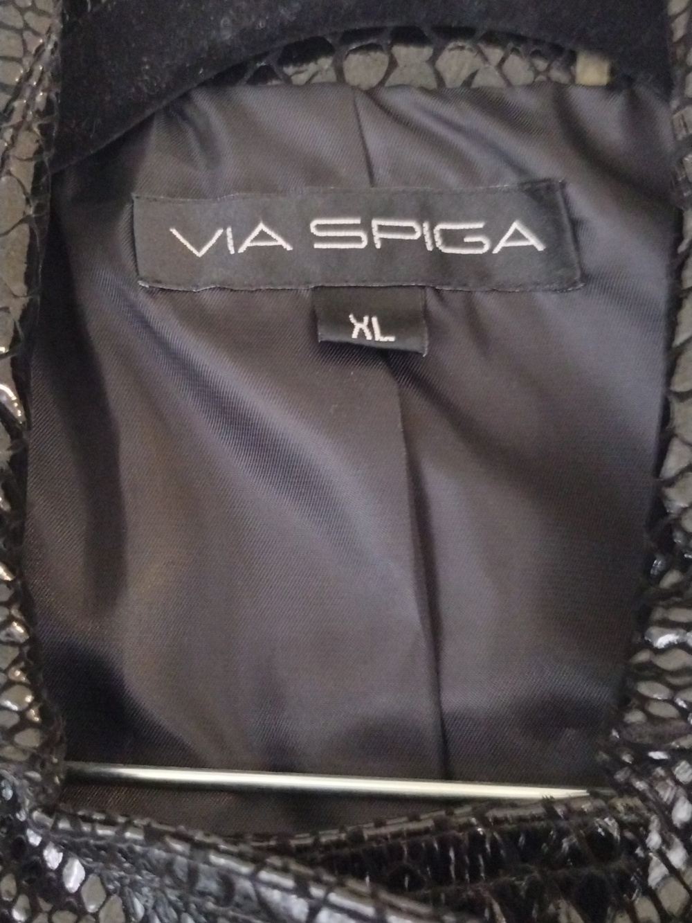 Via Spiga Shiny Black Leather Trench Coat - Picture 2 of 6